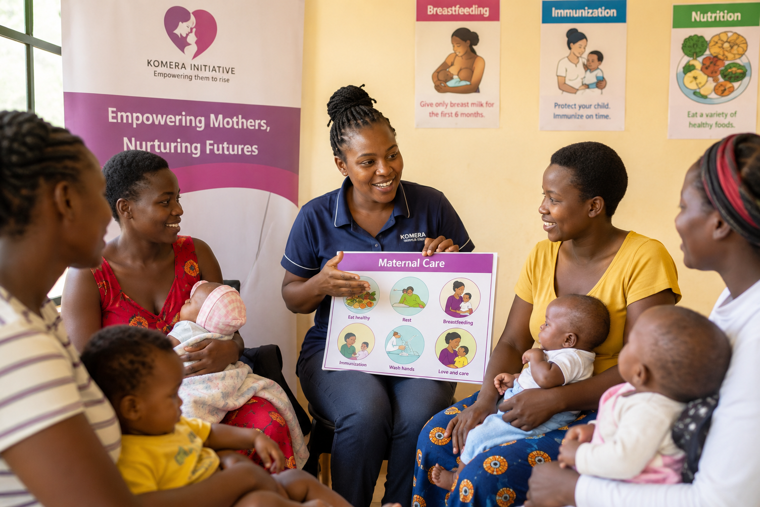 Our Programs Young mothers in Rwanda receiving maternal health support and healthcare advocacy